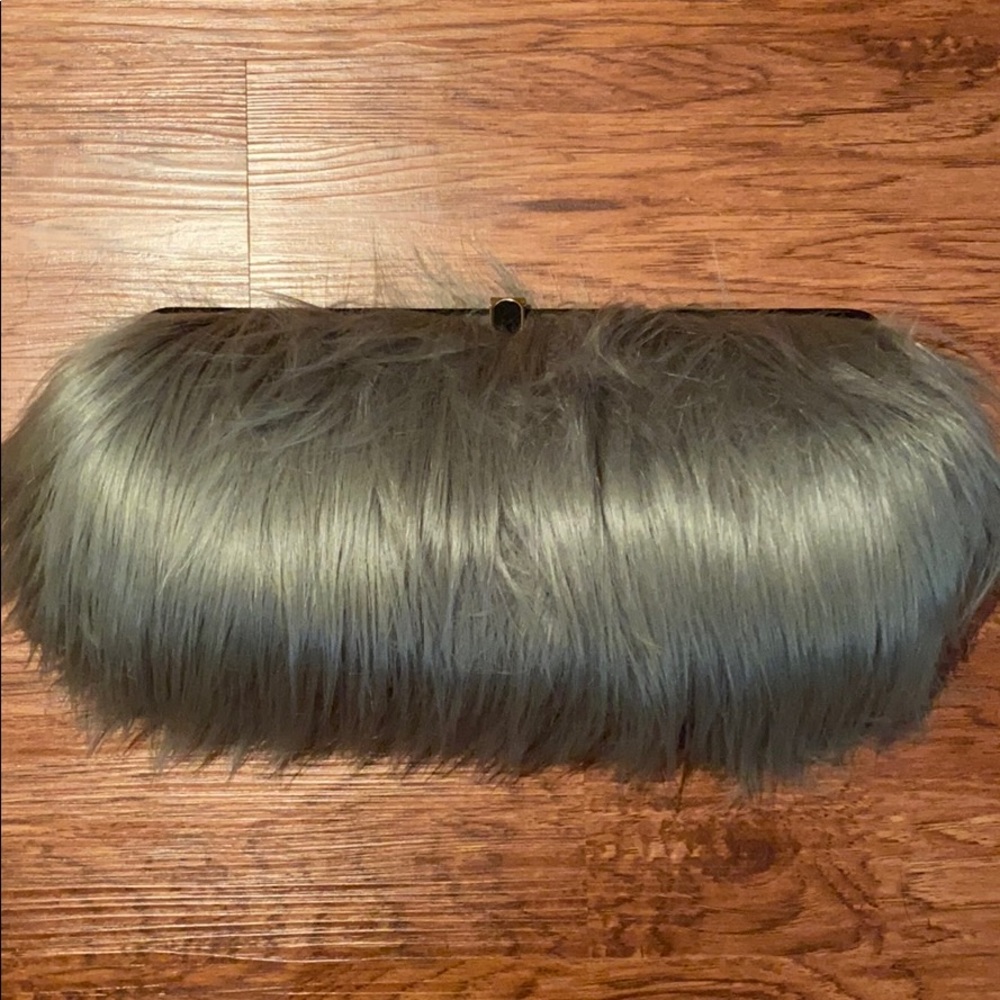 H&M faux fur oversized clutch
